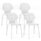 Costway Metal Dining Chair Set of 4 Armless Kitchen Hollowed Backrest & Metal Legs Blue/White